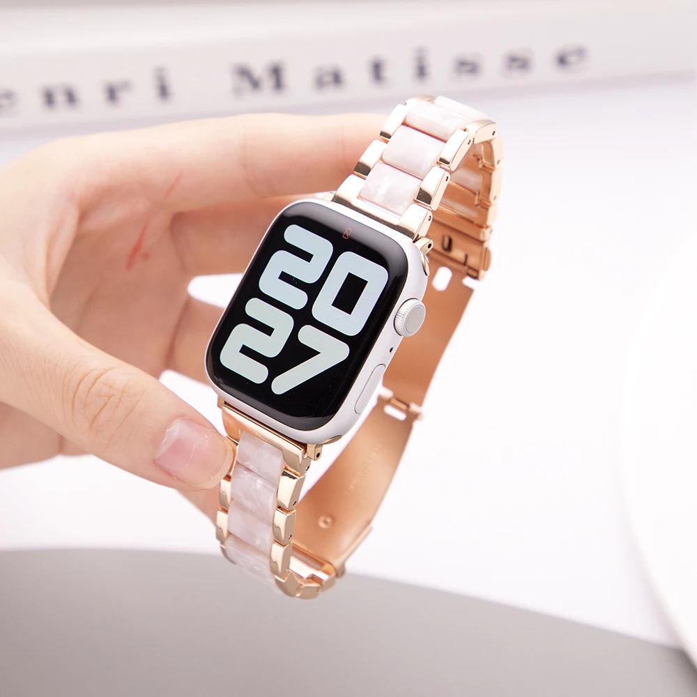 Elegant Thin Metal Resin Strap Women's Bracelet