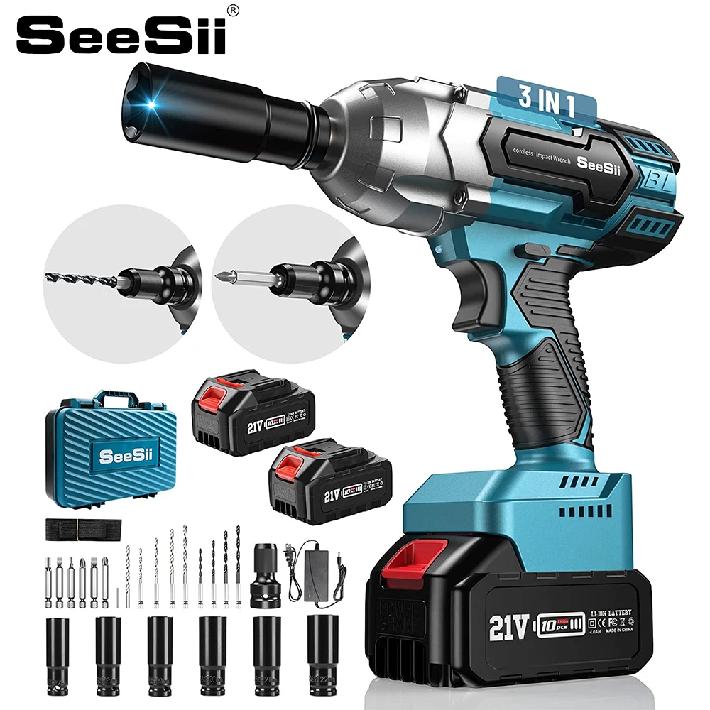 SEESII WH700 650N.m Impact Wrench Brushless Electric Wrench 3 in 1