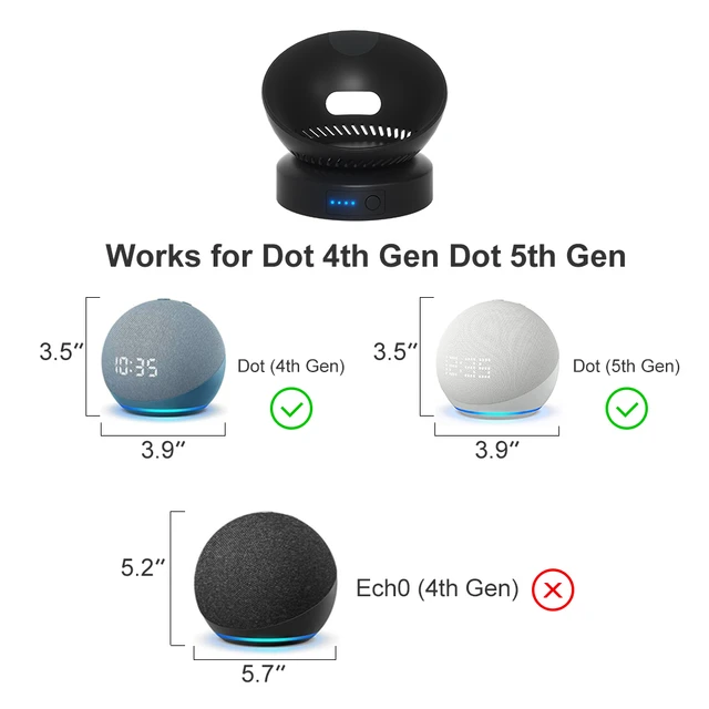 GGMM® D5 Battery Base for  Alexa Echo Dot 5th Gen Battery Case –