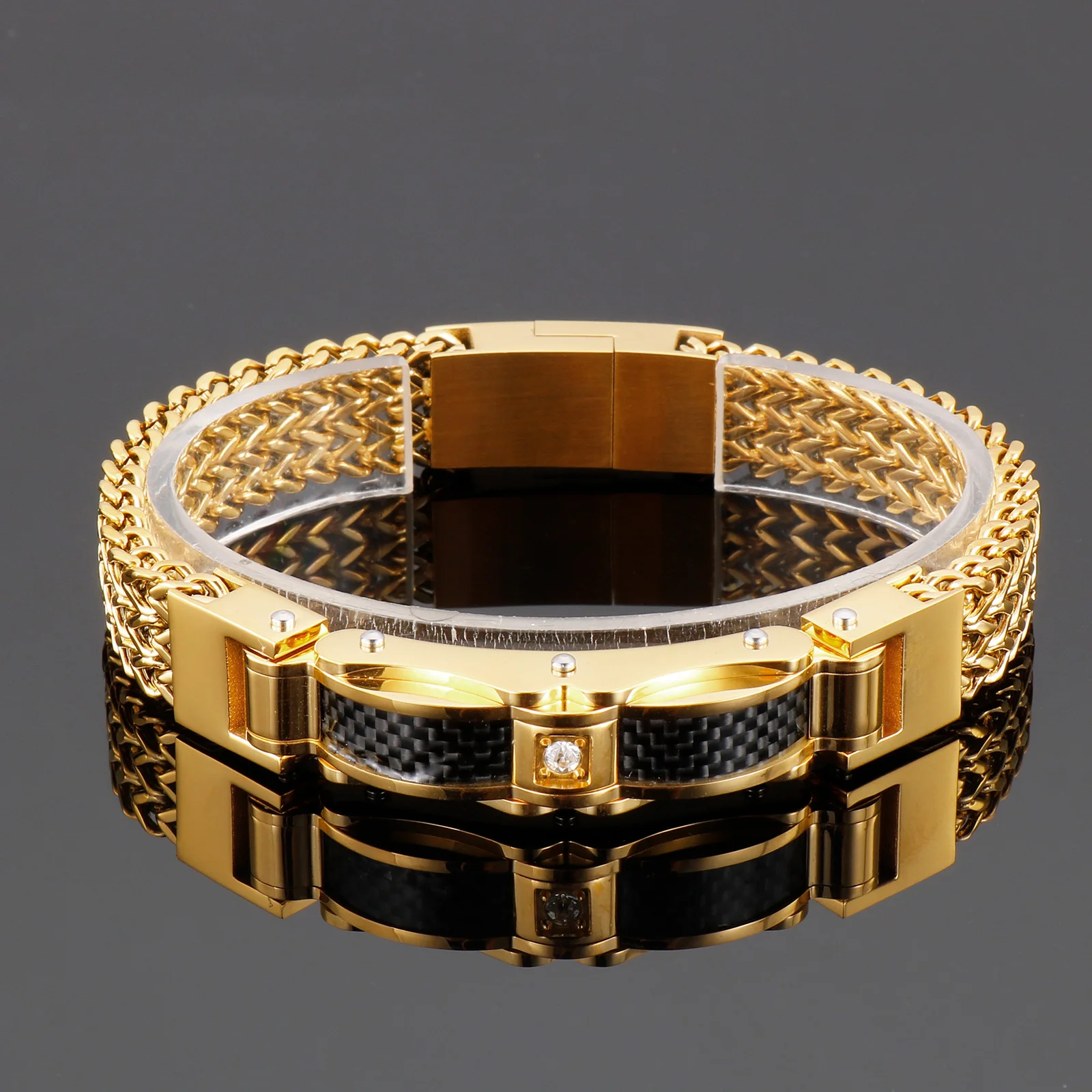 Luxury Gold Color Stainless Steel Bracelet 200mm - ShopperBoard