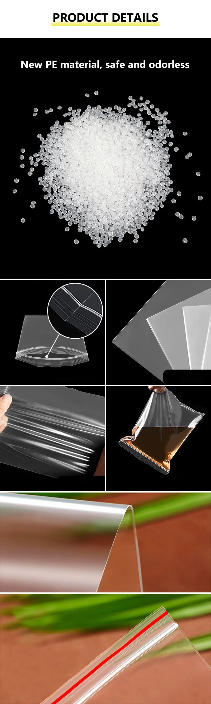 Description Picture 5 of itemSmall Zip Lock Plastic Bags Reclosable Transparent Bag Vacuum Storage Bag Clear Bags Ziplock Food Storage Bags plastic zip bag