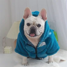 Luxury DOG FACE Pet Dog Hoodie Winter Fashion Designer Plus Cotton Warm Fleece Jacket French Bulldog Poodle Pink Puppy Costume