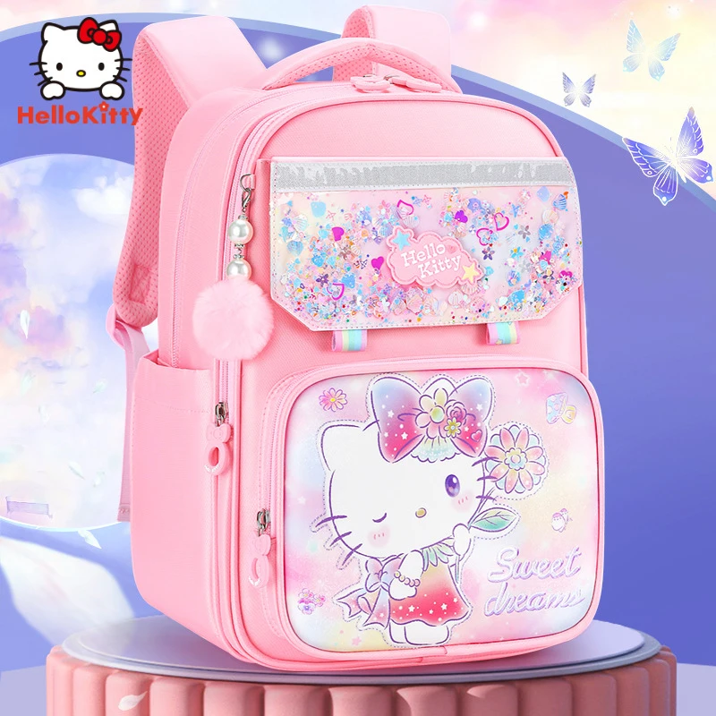 

Kawaii Sanrio детский школьный портфель Hello Kittys милый аниме мультфильм студент школьная вместительная сумка через плечо для девочек подарок на день рождения