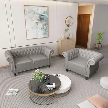 Grey Chesterfield Sofa Set 1