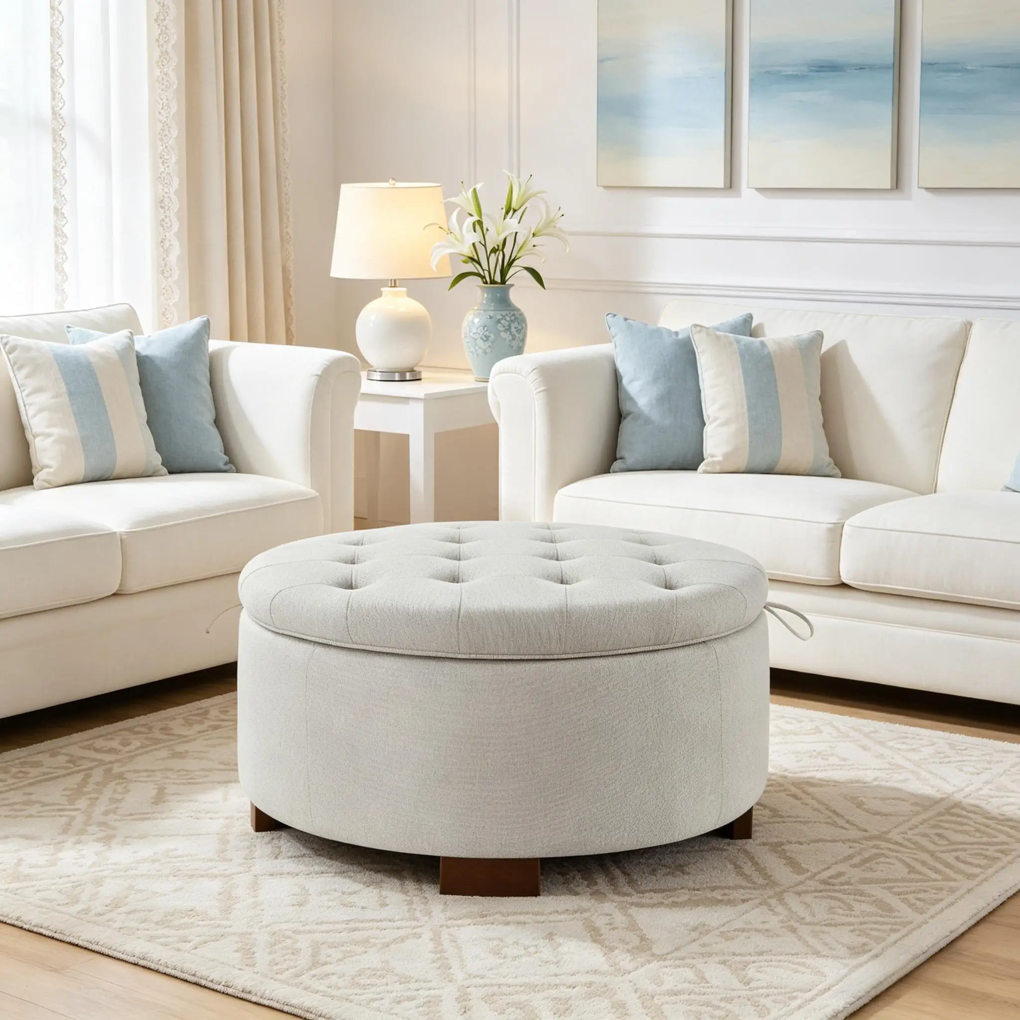 Round Storage Ottoman 2