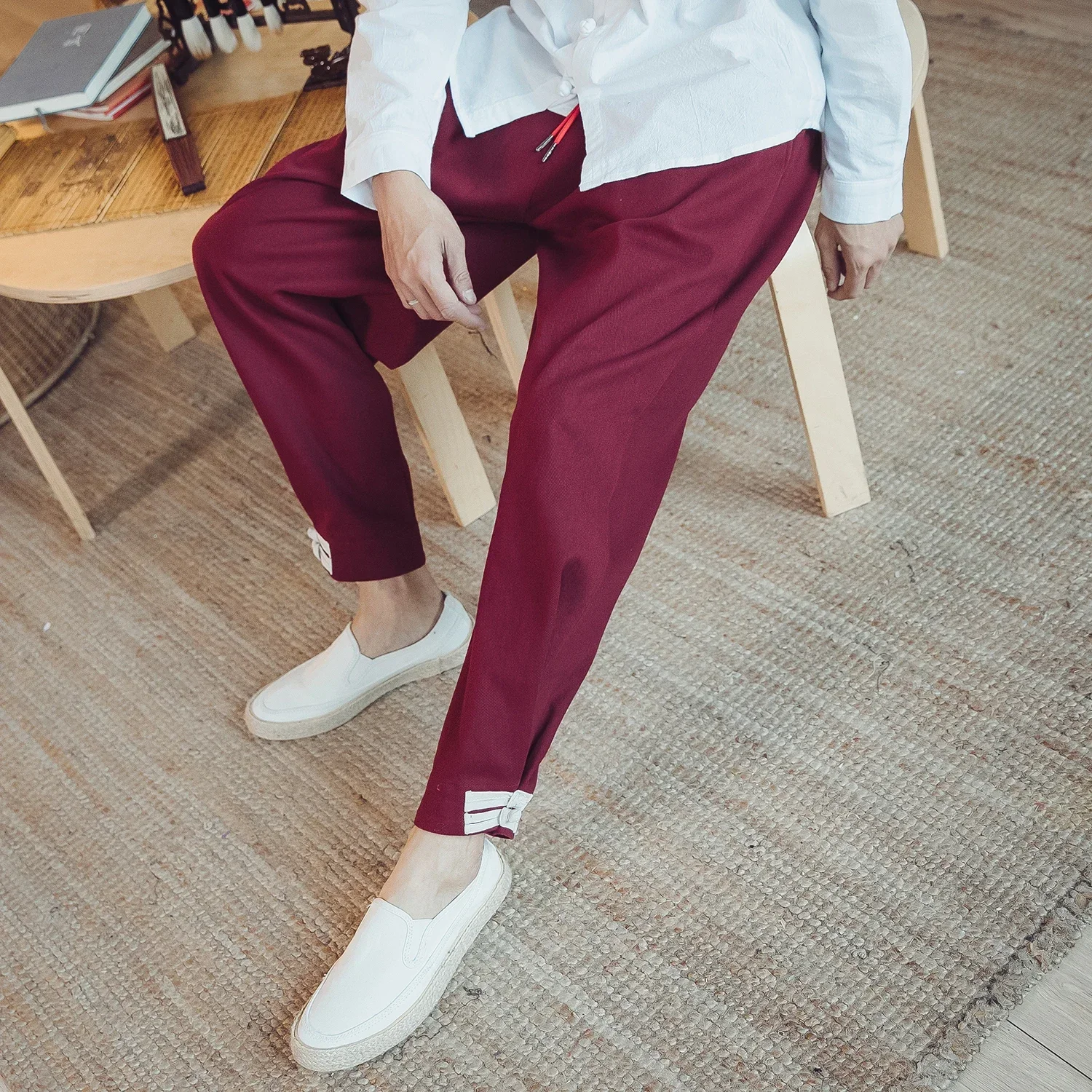 Men Hanfu Pants Casual Loose Large Chinese Style Spring Autumn Traditional Male Kimono