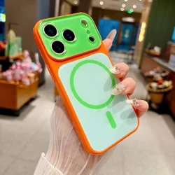 Color Block Magnetic Phone Case with Glass Shockproof Camera Protection & Soft TPU Cover - iPhone 15 (Blue1)