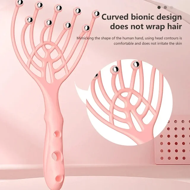 9 Claws Head Massager Scalp Neck Comb Roller Five Finger Steel Ball Health Care Aid Stress Relief Artifact Soul Extraction 1 Pc