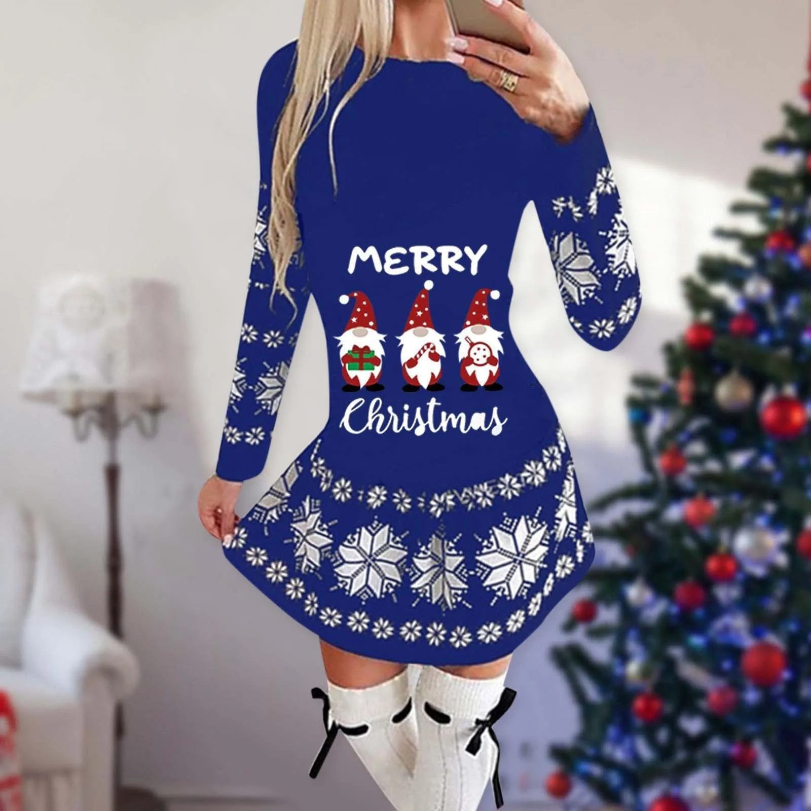 

2023 Christmas Sexy Dress Women's Autumn And Winter New Long-sleeved Casual Daily Loose Comfortable Clothing vestido de mujer