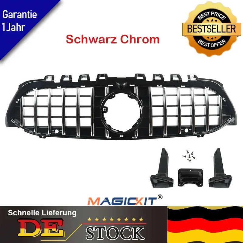 Magickit Per Mercedes Classe A W177 Griglia Anteriore Panamericana Gt Style Nero Cromato 2018