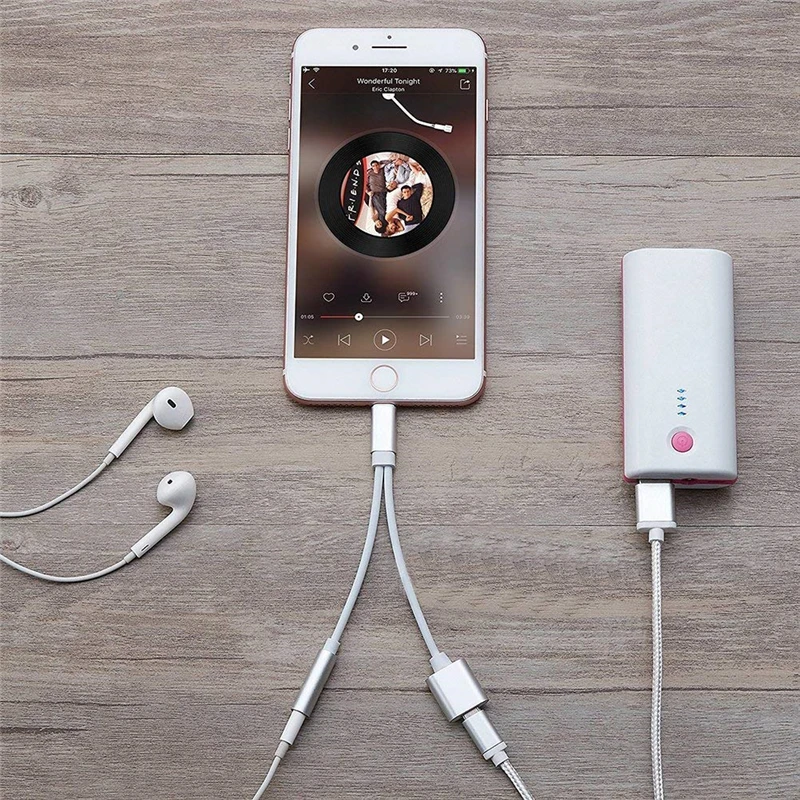 2 In 1 Lighting To 3.5mm Jack Headphone Aux Charging Splitter Adapter Converters for IPhone 14 12 13 11 Pro Max Mini XS