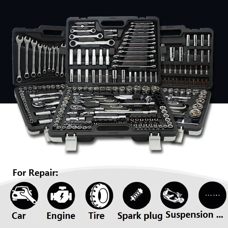 82pcs Car Repair Combination Suit Wrench Set Batch Head Ratchet Pawl Socket Spanner Screwdriver Auto Disassembly Tool Set