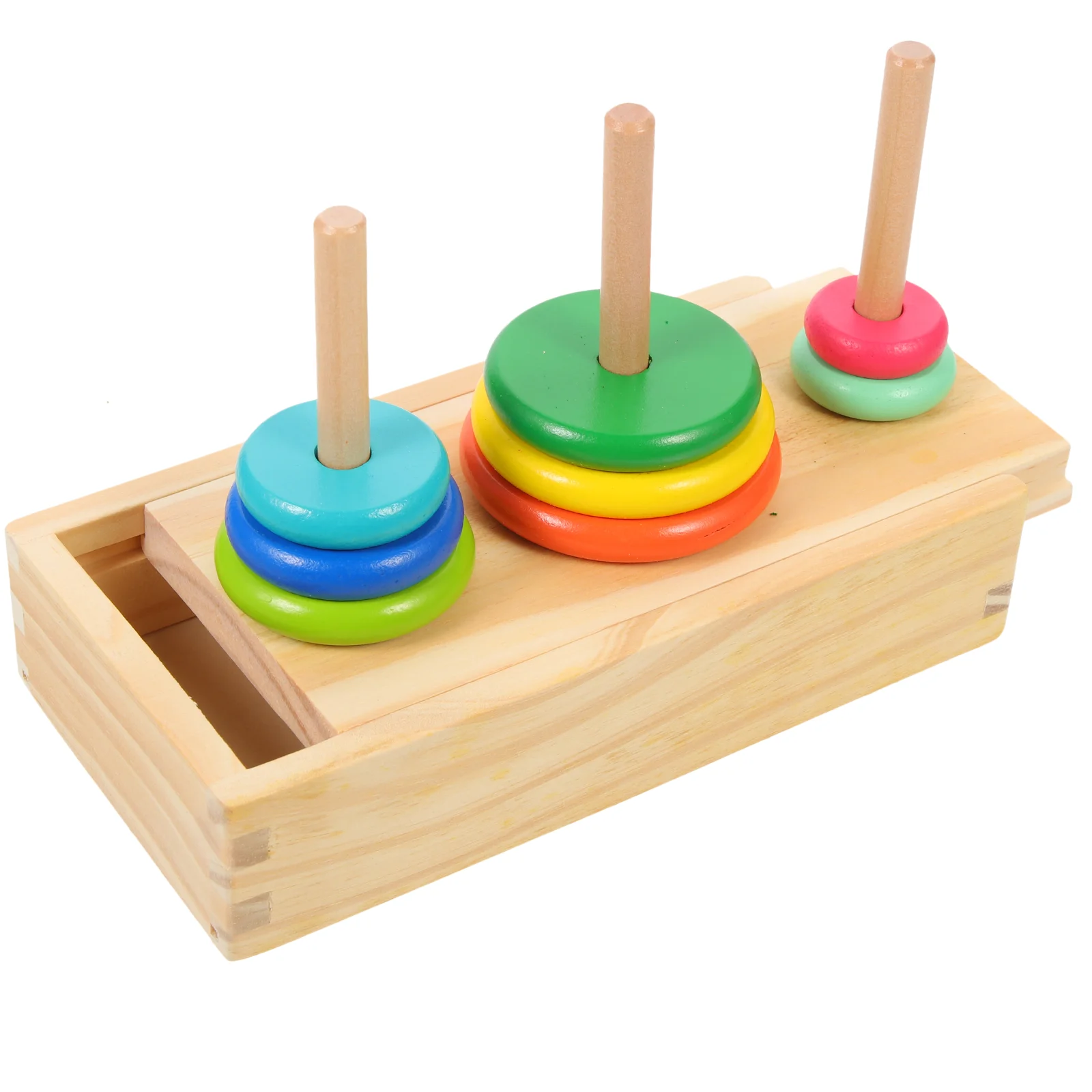 

Tower of Hanoi Toddler Magnetic Toys Stacking Rings Kids Rainbow Stacker Stacked Wood Stackable Preschool Colored