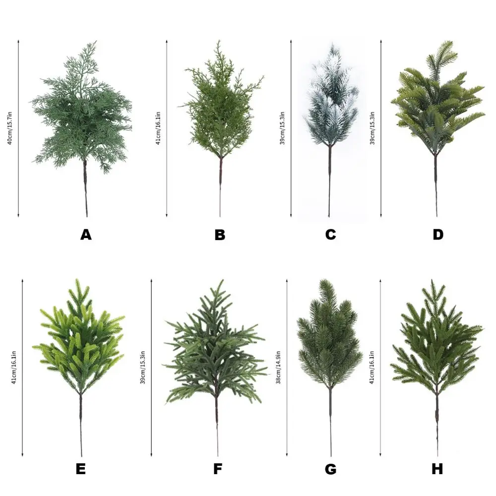 Green Artificial Pine Branch Plastic Christmas Tree Fake Cypress Leaves DIY Wreath Home Decoration Lifelike Greeney Plant