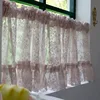 Korean/Japanese Pink Lace Short Curtains Korea Pastoral Flowers Half Curtains for Kitchen Valance #A358 2