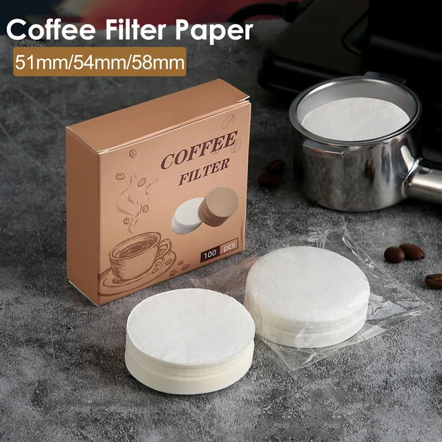 100pcs 51mm/54mm/58mm Coffee Filter Paper Home Handle Special Powder Bowl Filter Secondary Water Filter Paper Coffee Accessories
