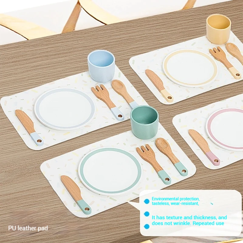 Children Wooden Kitchen Toy Simulation Western Tableware Set Toy Pretend Play House Toys Kids Cooking Girls Birthday Gifts