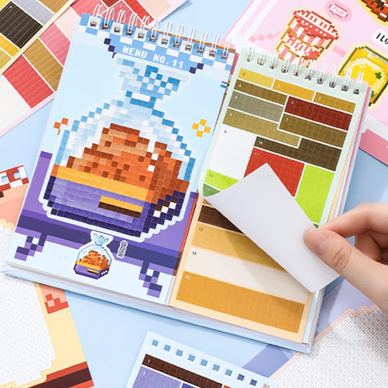 Mr.Paper 30pcs 픽셀 아트 자동 판매기 시리즈 스티커 북 3.0 나선형 바인딩 크리 에이 티브 픽셀 저널 DIY 노트북 앨범 장식