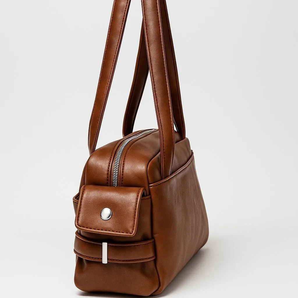 Leather Shoulder Bag for Women with Multiple Pockets Shoulder Handbags Purses Top Handle Bag Simple Shoulder Bag for Travel Work