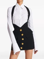 HIGH STREET Newest Fashion 2026 Designer Women's Rose Metal Buttons Halter Skirt