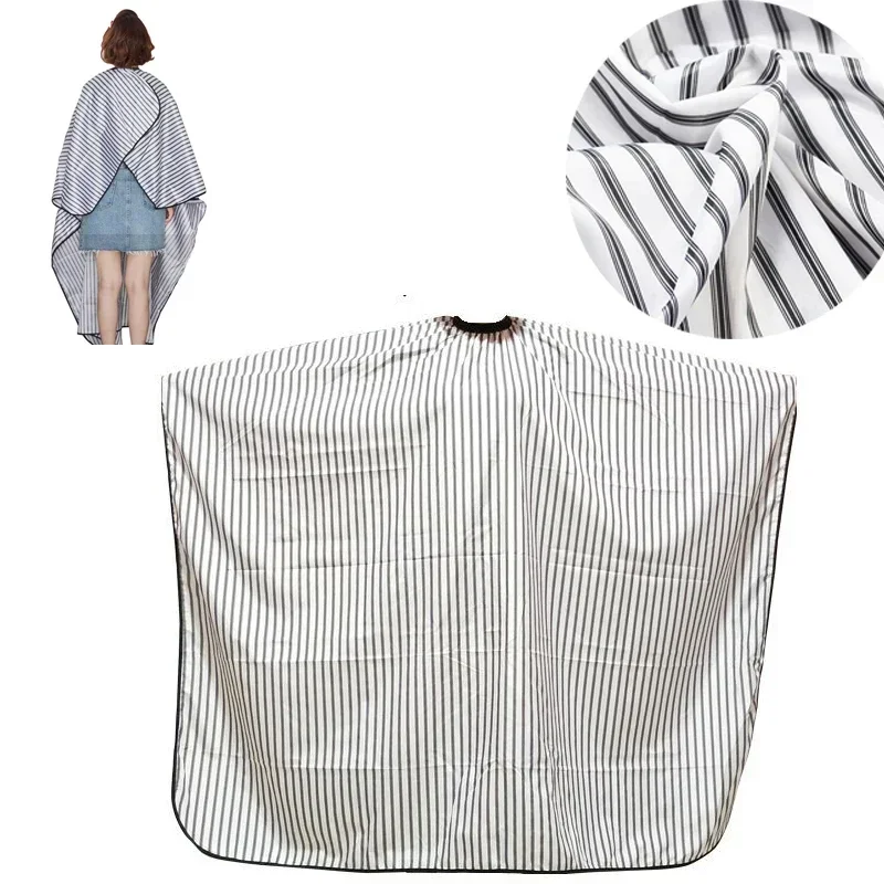 Adjustable Black and White Stripe High Quality Haircut Hairdressing Barber Cloth Waterproof Gown Hair Cutting/Barbers Cape 2
