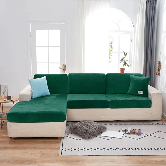 Soft Velvet Sofa Cushion Cover For Living Room Solid Color Polyester Spandex Slip-covers Furniture Protector Stretch CouchCovers 6