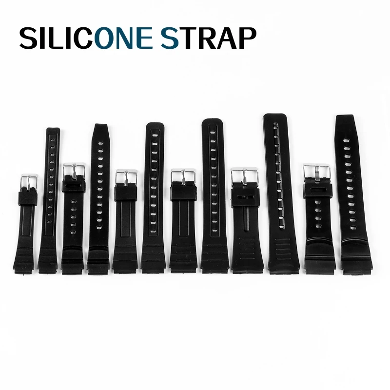 Black Silicone Sports Watch Strap - Unisex Rubber Band