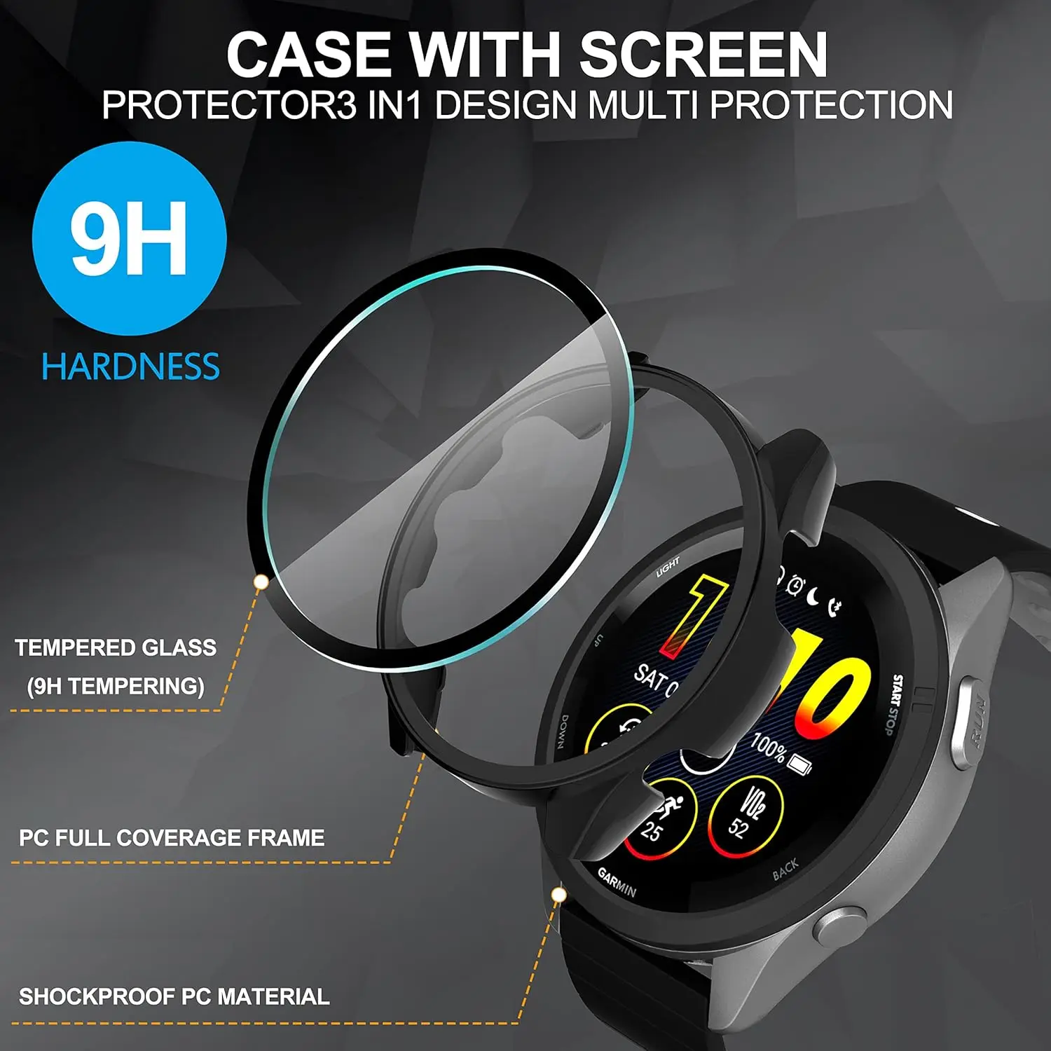 Enhanced Tempered Glass Screen Protector Cover with Protective Bumper Shell