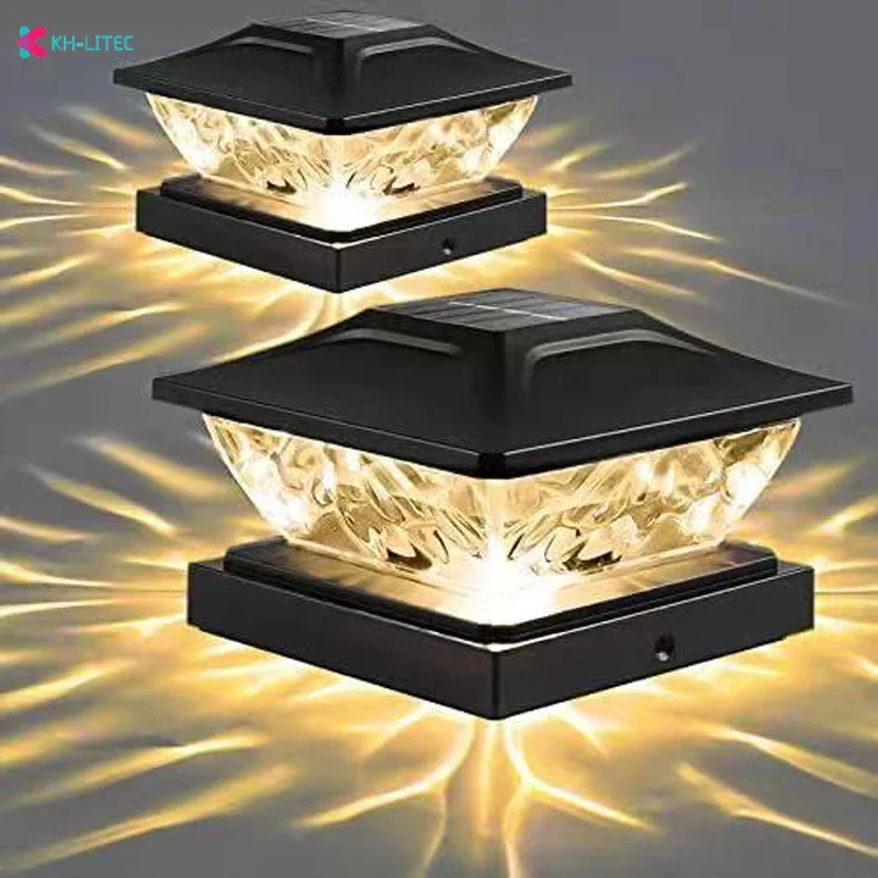 Description Picture 2 of itemNew Solar Powered LED Square Fence Light White Warm Lamp Outdoor Lighting Waterproof Pillar IP65 Outdoor Solar Lamp for Garden