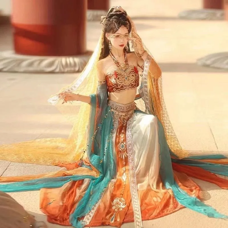 Dunhuang Hanfu Female Dance Han Elements Tianzhu Princess Western Regions Goddess Chinese Traditional Costume Exotic Style dance dress chinese traditional costumes women dance costume stage performance costume
