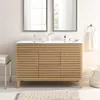 Oak White 48" Double Bathroom Vanity Mid-Century Bathroom Vanity Quality Construction Bathroom Storage Ceramic Double Sink 1