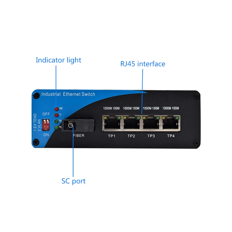 10/100/1000Mbps 4 RJ45 Port Ethernet Port With 1 fiber Port Industrial Grade Ethernet Switch