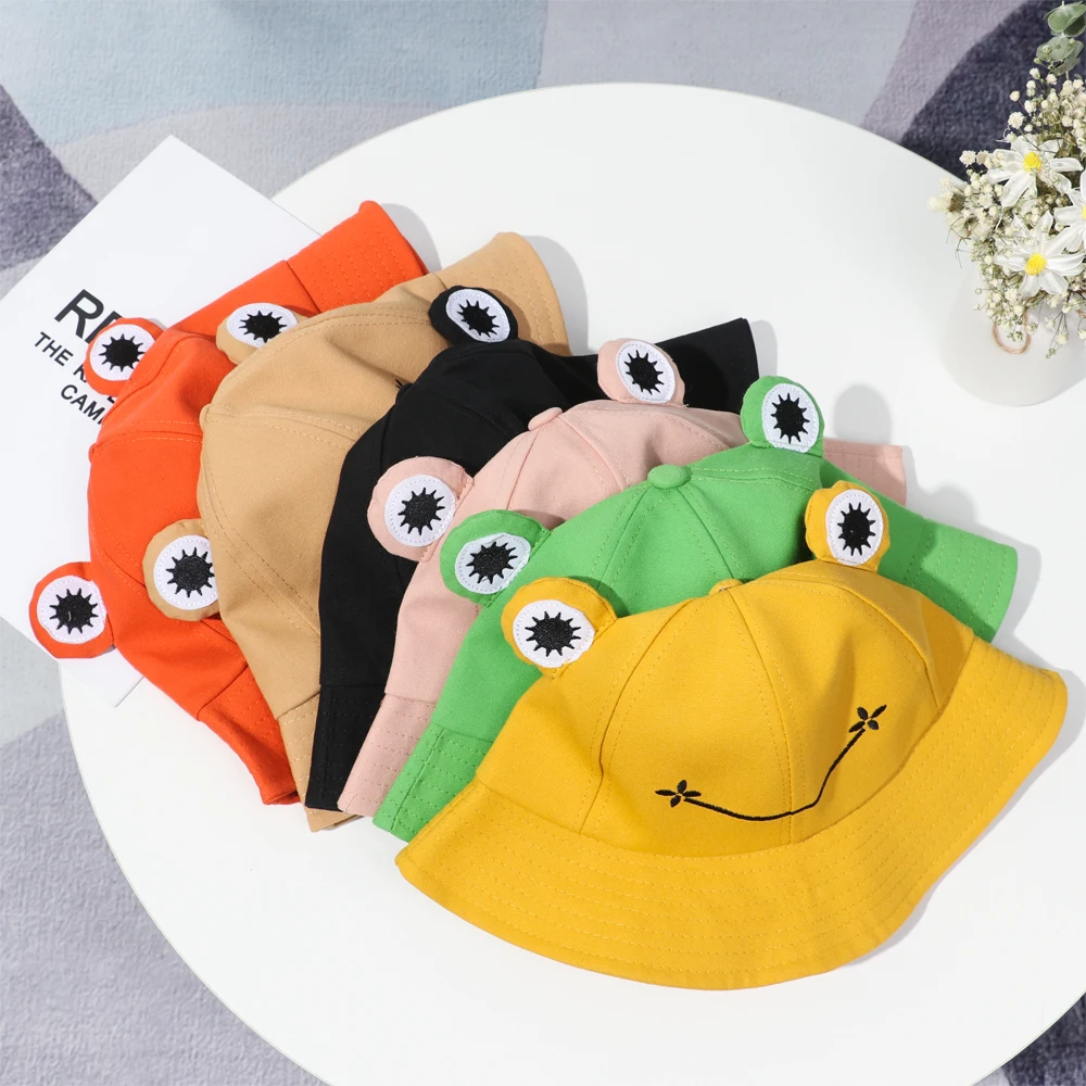 Fashion Frog Bucket Hats with Big Eyes Soft Women Cartoon Cap Outdoor Vacation UV Protection Sun Hat Fishing Cap for Girls Gifts frog bucket hat