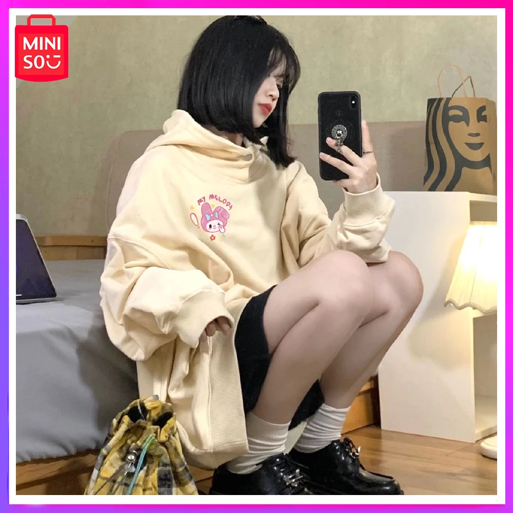 

Miniso 2023 New Melody Hooded Sweater Popular Women College Style Trend Loose Couple Top Soft and Comfortable Christmas Gift