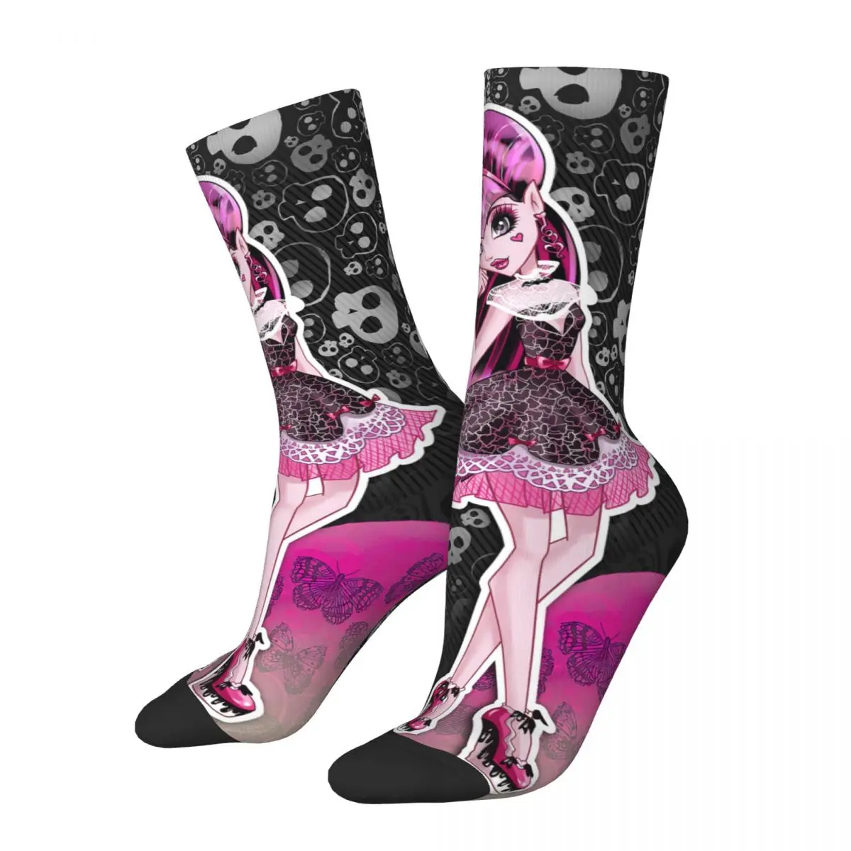 Monster High Draculaura Socks Men'S Women'S Casual Gothic Cartoon Socks Spring Summer Autumn Winter Middle Tube Socks Gift
