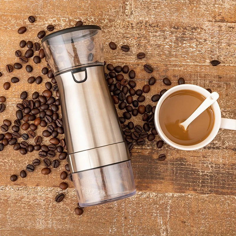 Electric Coffee Grinder USB Stainless Steel Adjustable Coarseness Charging Mill Nuts Beans Spices Grains Grinding Kitchen Gadget