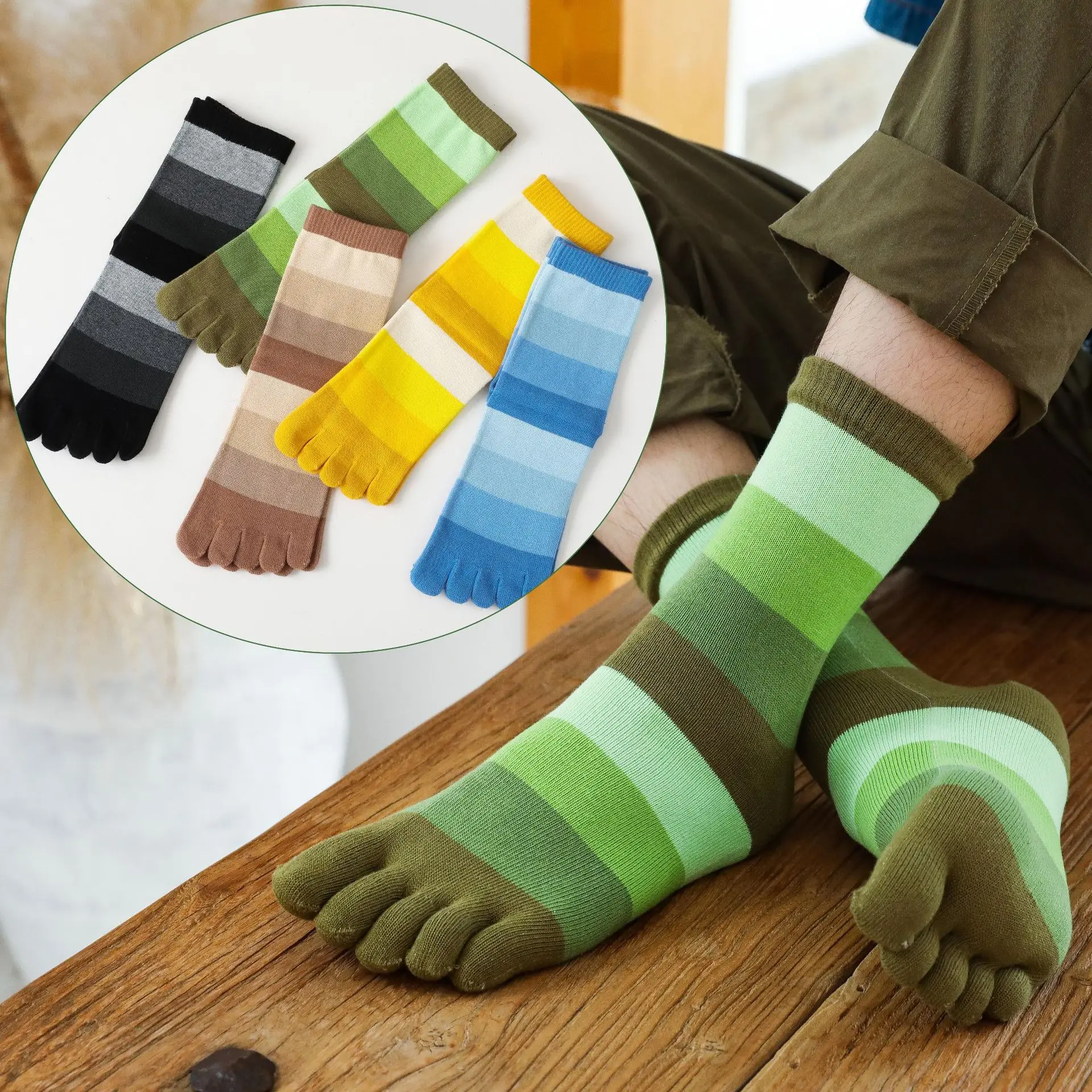 Lot De Chaussettes Et Manchettes Rayées Colorées – 4 Paires, Coton élastique, Look Vintage