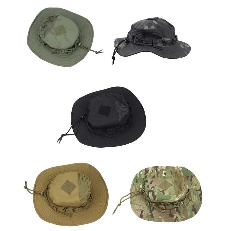 

KIKI Camouflage Boonie Hat Army Bucket Hat with Map Pocket Military Panama Summer Cap Hunting Hiking Outdoor Fishing Sun Cap