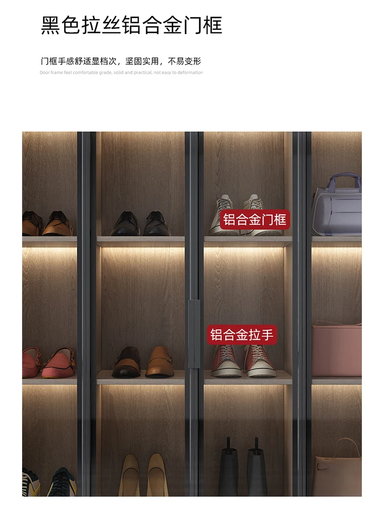 Luxurious glass shoe cabinet Simple modern study floor bookcase Nordic bookshelf combination display cabinet household lockers