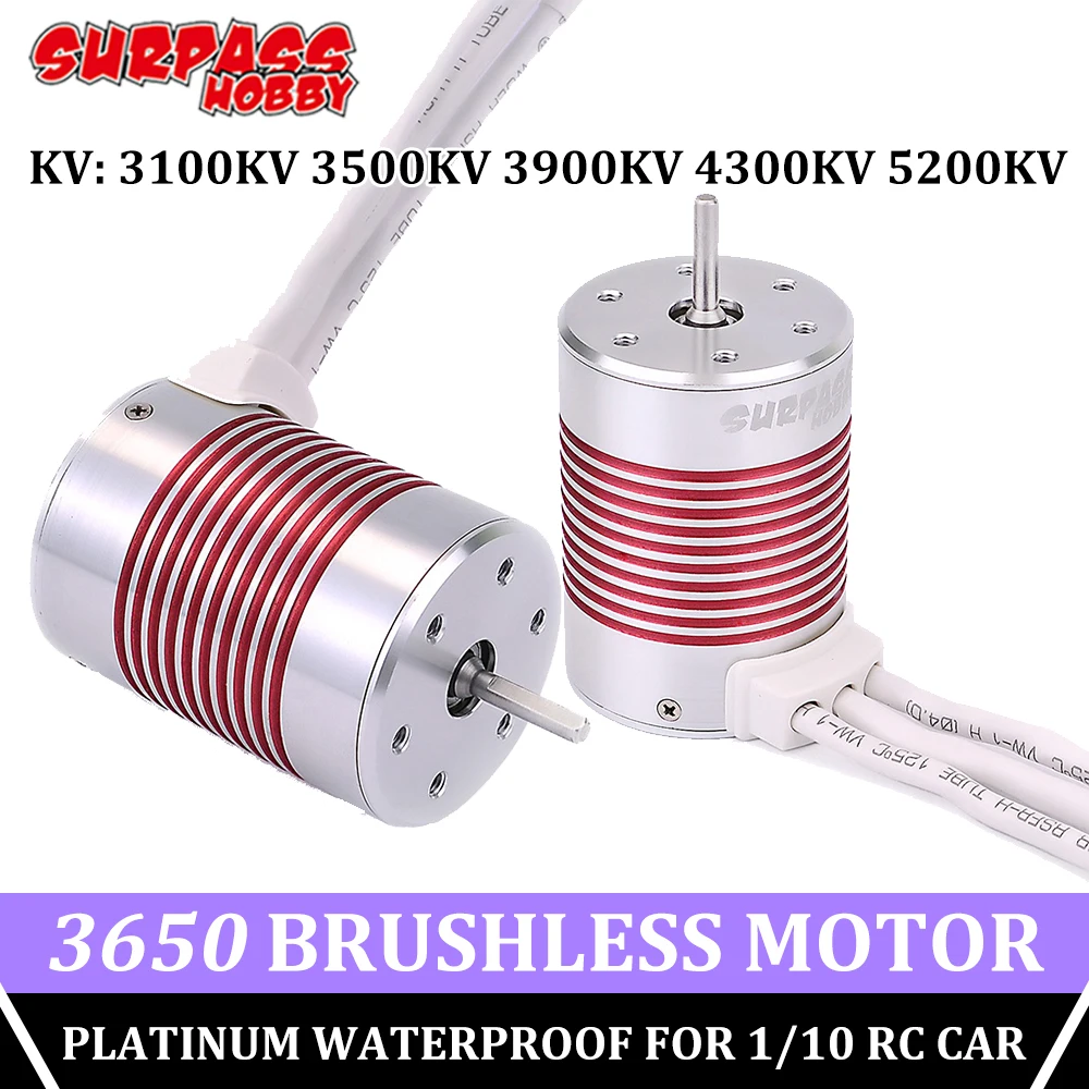 Surpass Hobby Brushless 3650 Motor Waterproof Motors 3.175mm Shaft