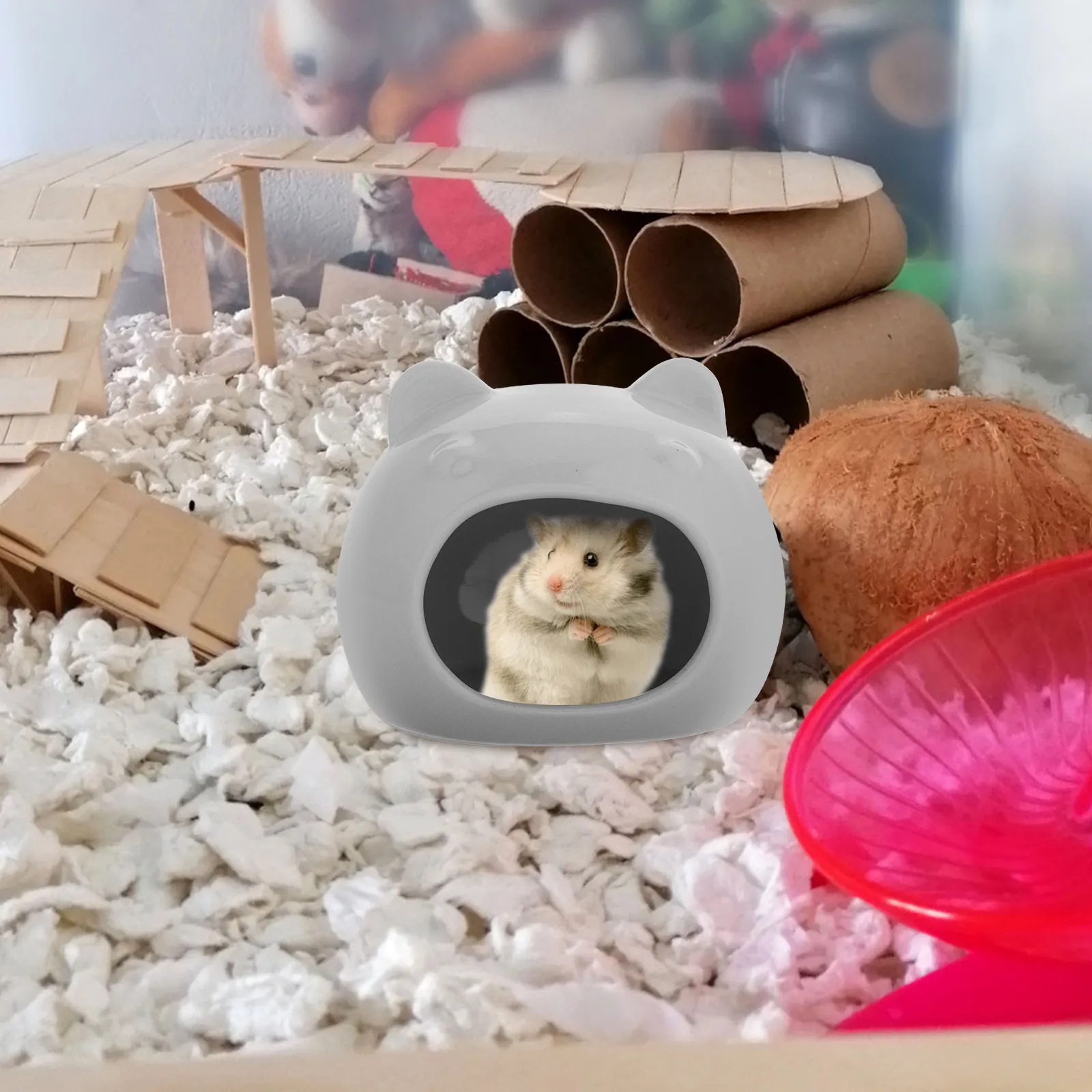 Ceramic Hamster Hideout Small Animal House for Gerbils and Hamsters Bed and Habitat Washable and Cool Nest Gerbil Hideout 2