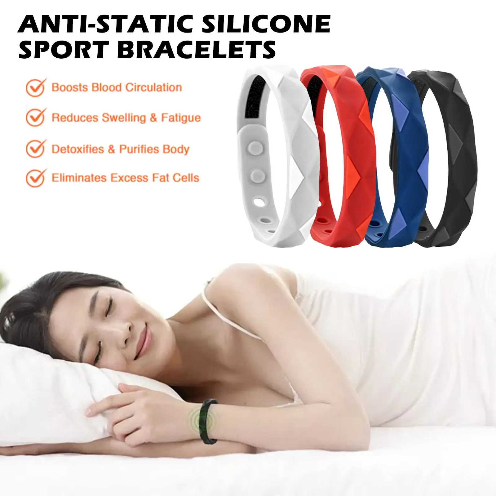 Negative Ion Anti-static Sports Bracelet Far Infrared Magnetic Ion Wristband Silicone Balance Negative