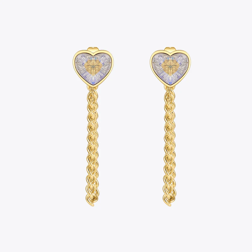 ENFASHION Statement Drop Earrings For Women Heart Fashion Jewelry Gold Color Zircon Earings Stainless Steel Pendientes E211317