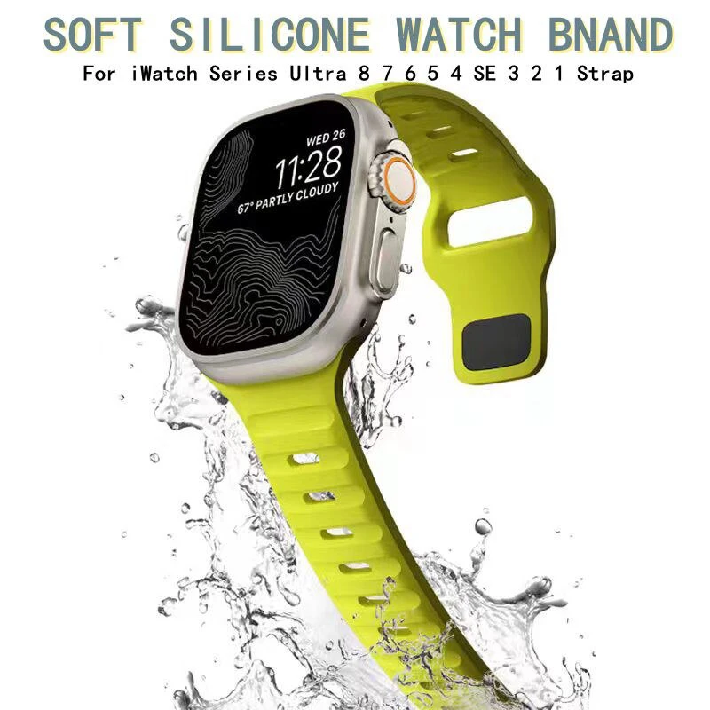 Silicone Band For Apple Watch Strap 38 40 41 42 44 45 49mm Sports Bracelet For Apple iWatch Series Ultra 9 8 7 6 SE 5 4 Bracelet