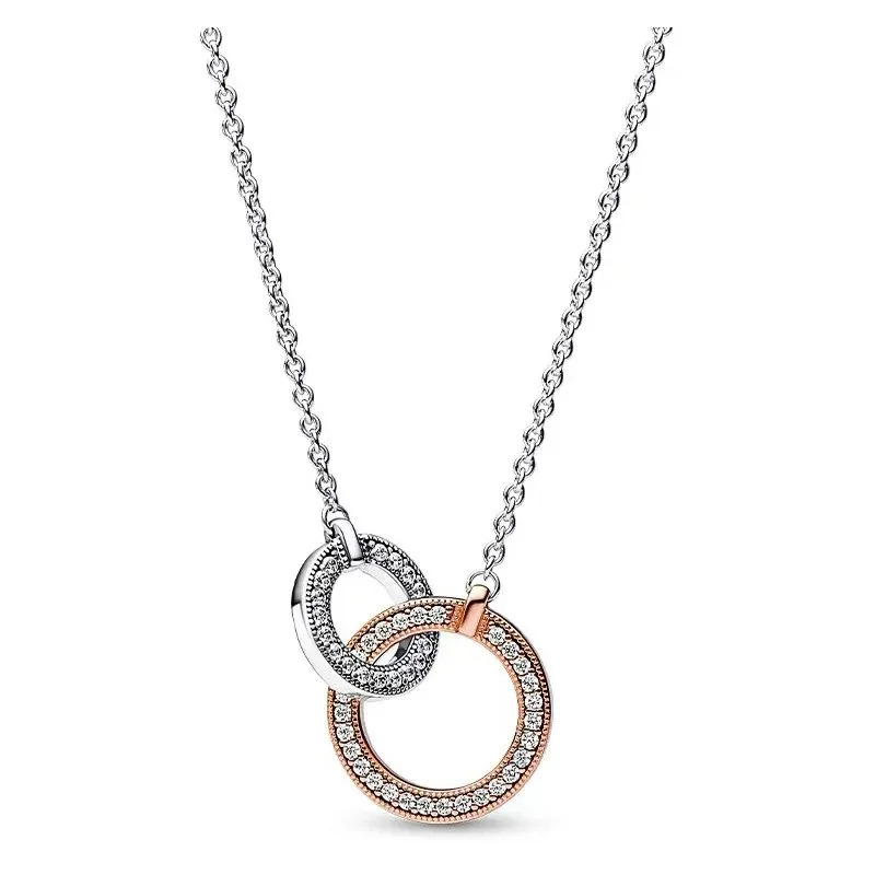 Popular Women's High Quality Jewelry Original Logo Pav é Collar Chain 925 Sterling Silver DIY Jewelry Women's Exquisite Gift