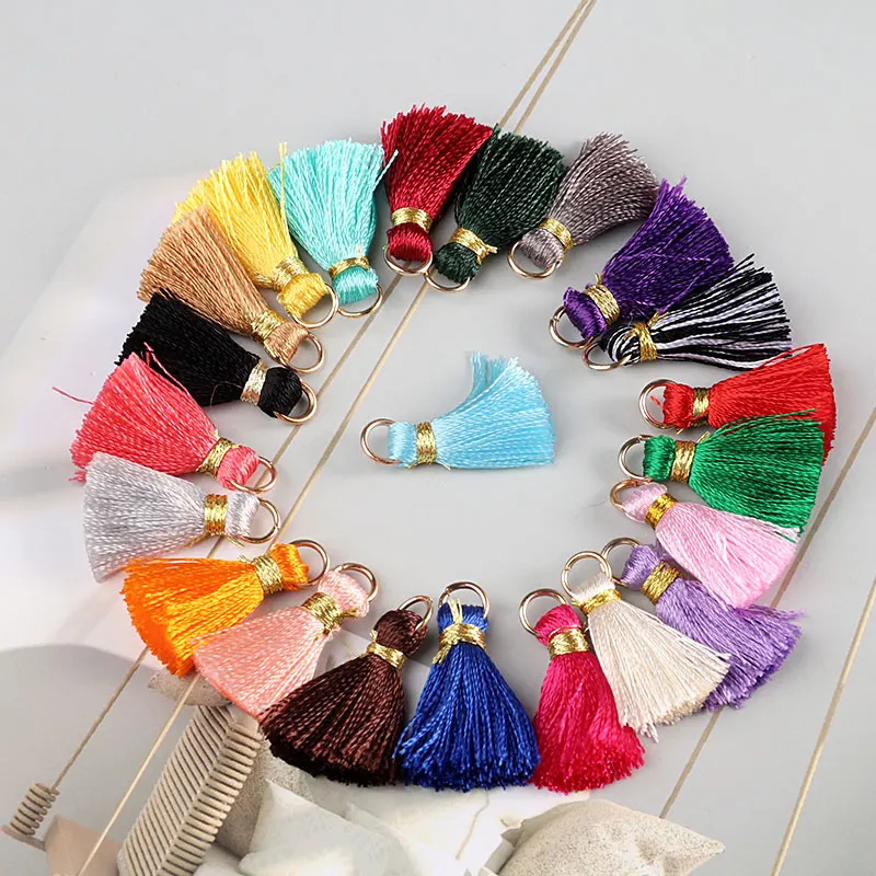 10pcs 20mm Mini Polyester Silk Tassels Hanging Fringe Earring Making Accessory Garment Sewing Tools Home Decoration DIY Craft