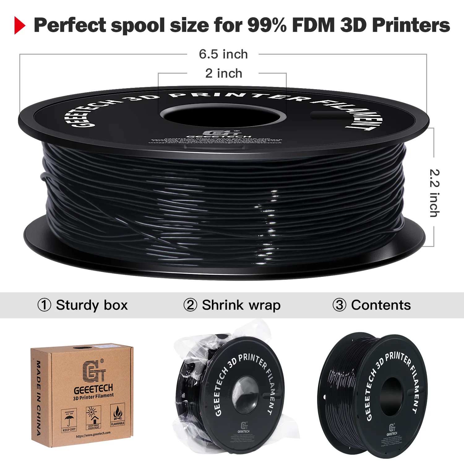 Premium TPU 3D Printer Flexible Filament - 1kg Spool, 1.75mm, Non-Toxic, Vacuum Packed, Shore Hardness 95A