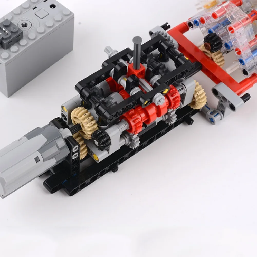 MOC 8770 6-Speed Synchronous Transmission Gearbox W16 Cylinder Engine Technical Parts Pack Building Block Brick Compatible Leduo