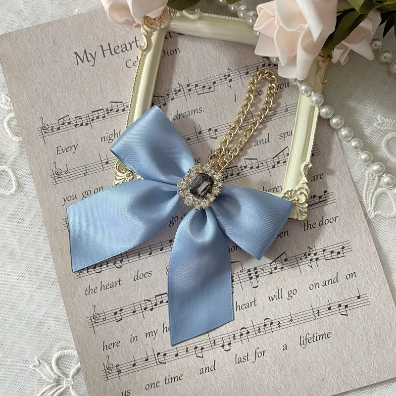 New Weave Soft Silk Scarf Keychain Rhinestone Bowknot Pendant Bag Charm Accessories Key Chain Cute Car Key Holder Creative Gifts