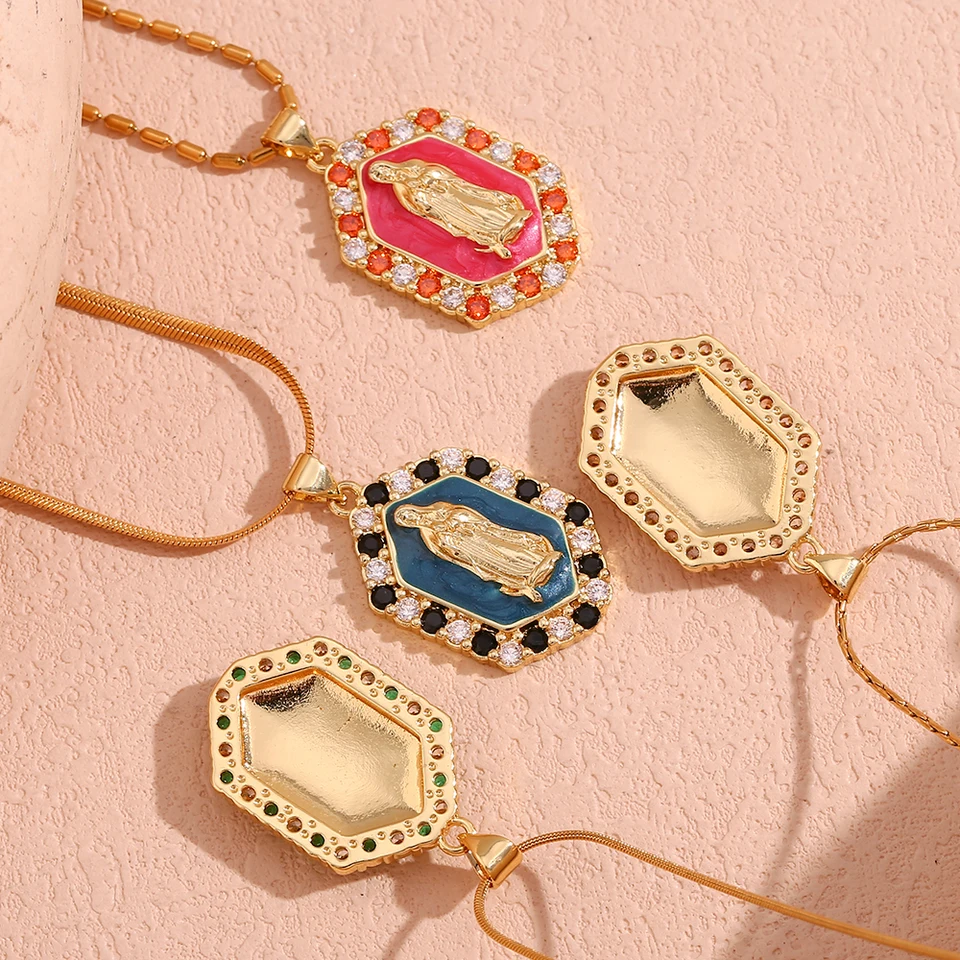 アクセサリー Belle Geraldine Colorful Crystal Cross Golden Necklace – Vintage Jewelry